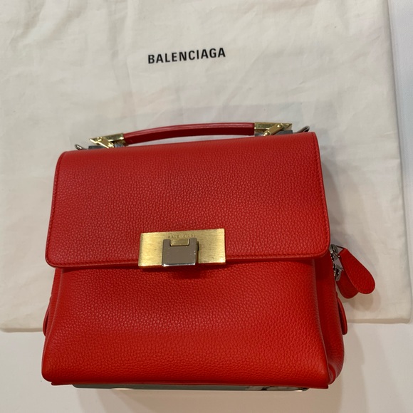 Balenciaga Grained Calfskin Mini Le Dix Red Satchel - Picture 4 of 16